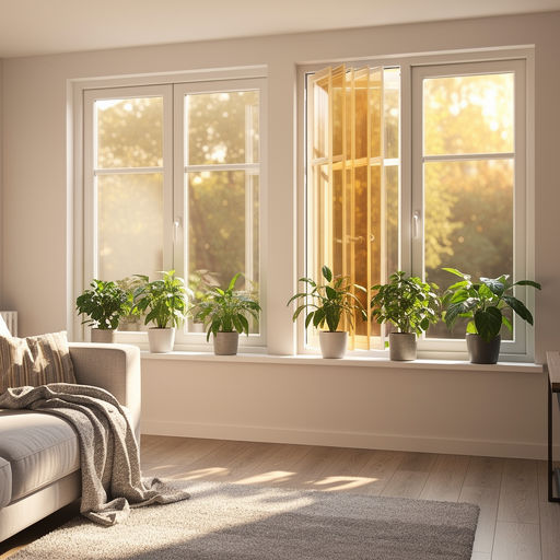 Zonnige woonkamer in Haarlem met grote witte kunststof kozijnen en isolerend glas.