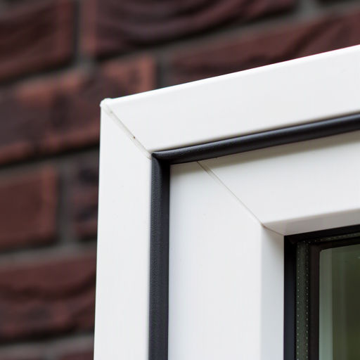 Detailopname van de aansluiting van een wit kunststof kozijn met tochtstrip tegen het metselwerk van een Sassenheimse woning