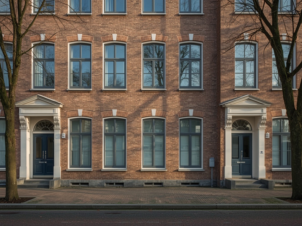 Jaren 70 woning in Heemskerk met antraciet grijze kunststof kozijnen en siermetselwerk