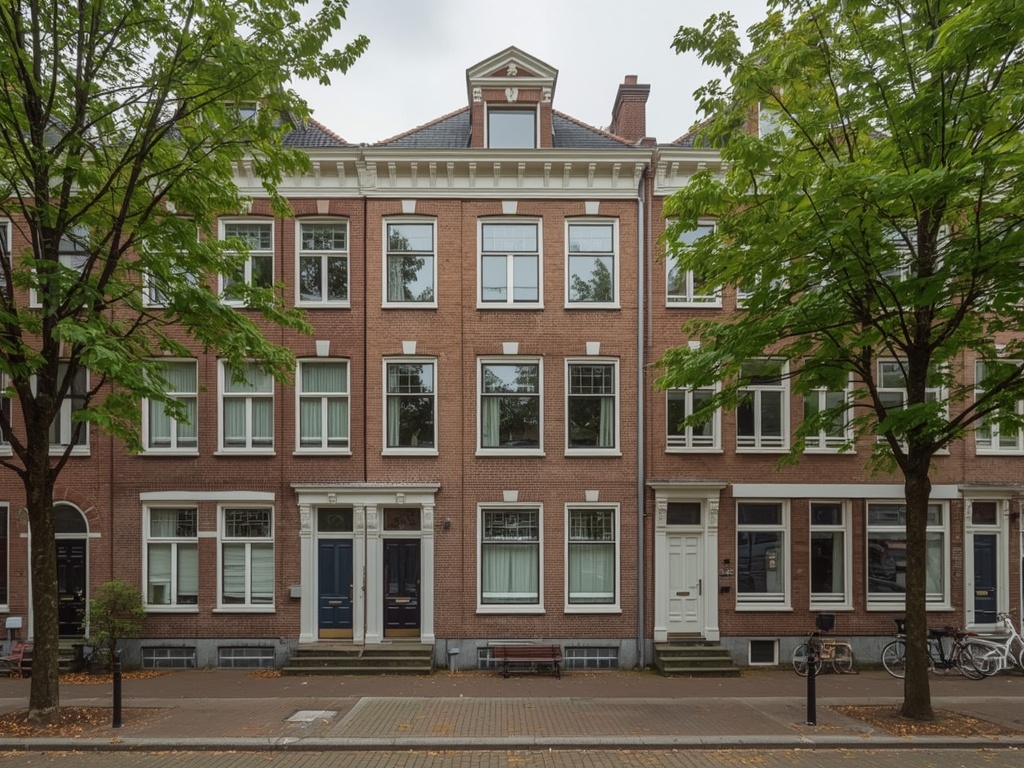 Dorpswoning in Sassenheim met strakke witte kunststof kozijnen en groen geschilderde houten delen aan de voorgevel