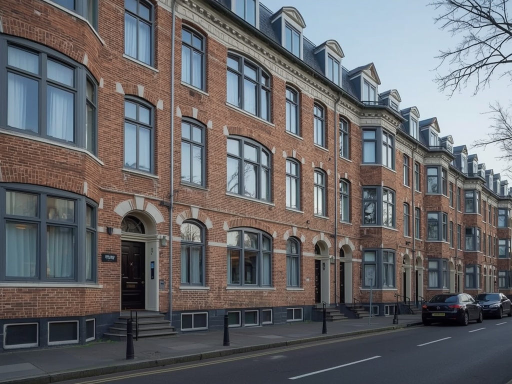 Amsterdamse School portiekwoning in Beverwijk met antraciet grijze kunststof kozijnen en siermetselwerk