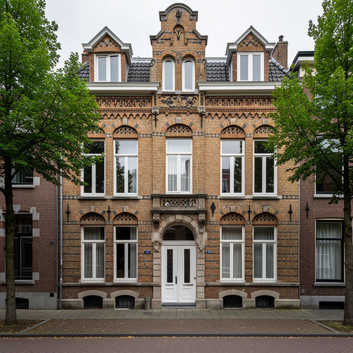 Jugendstil stadswoning in IJmuiden met witte kunststof kozijnen aan de voorgevel