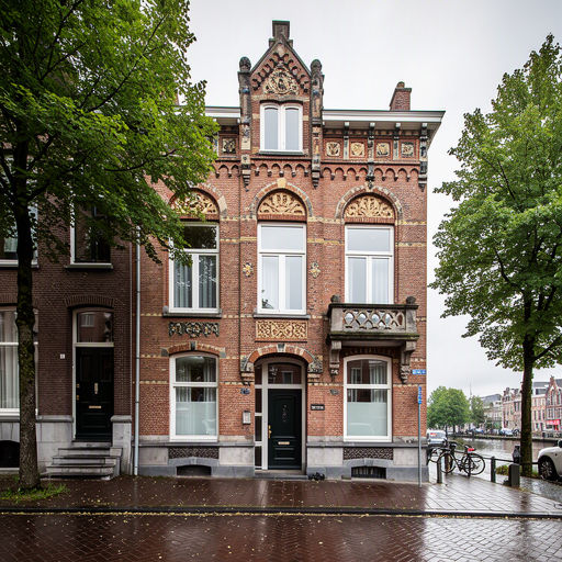 Jugendstil stadswoning in Noordwijk met witte kunststof kozijnen aan de voorgevel