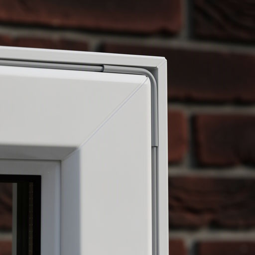 close-up van kunststof kozijn met ventilatierooster geplaatst in gemetselde gevel Velsen-Zuid