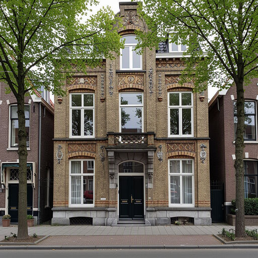 Jugendstil stadswoning in Hillegom met wit kunststof kozijnen in de voorgevel